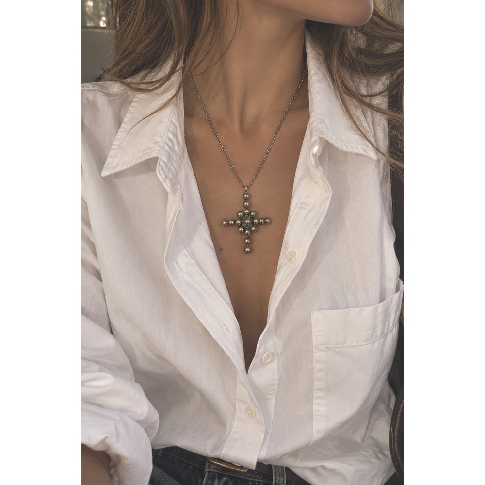 Statement byzantine cross shiny modern gothic romantic costume dark academia ec